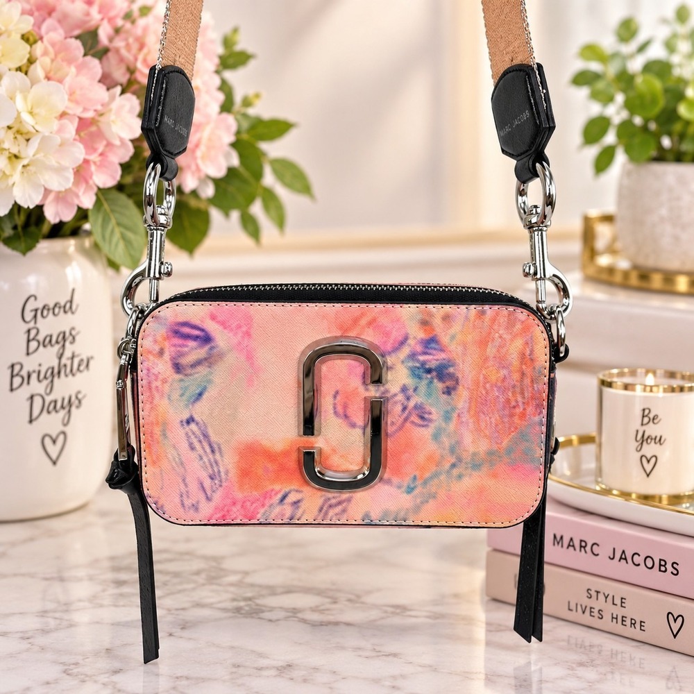 Marc Jacobs The Snapshot Small Camera Bag Pink Orange Tie Dye Saffiano Crossbody
